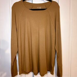 Offline by Aerie Camel Long Sleeve Ribbed Tee